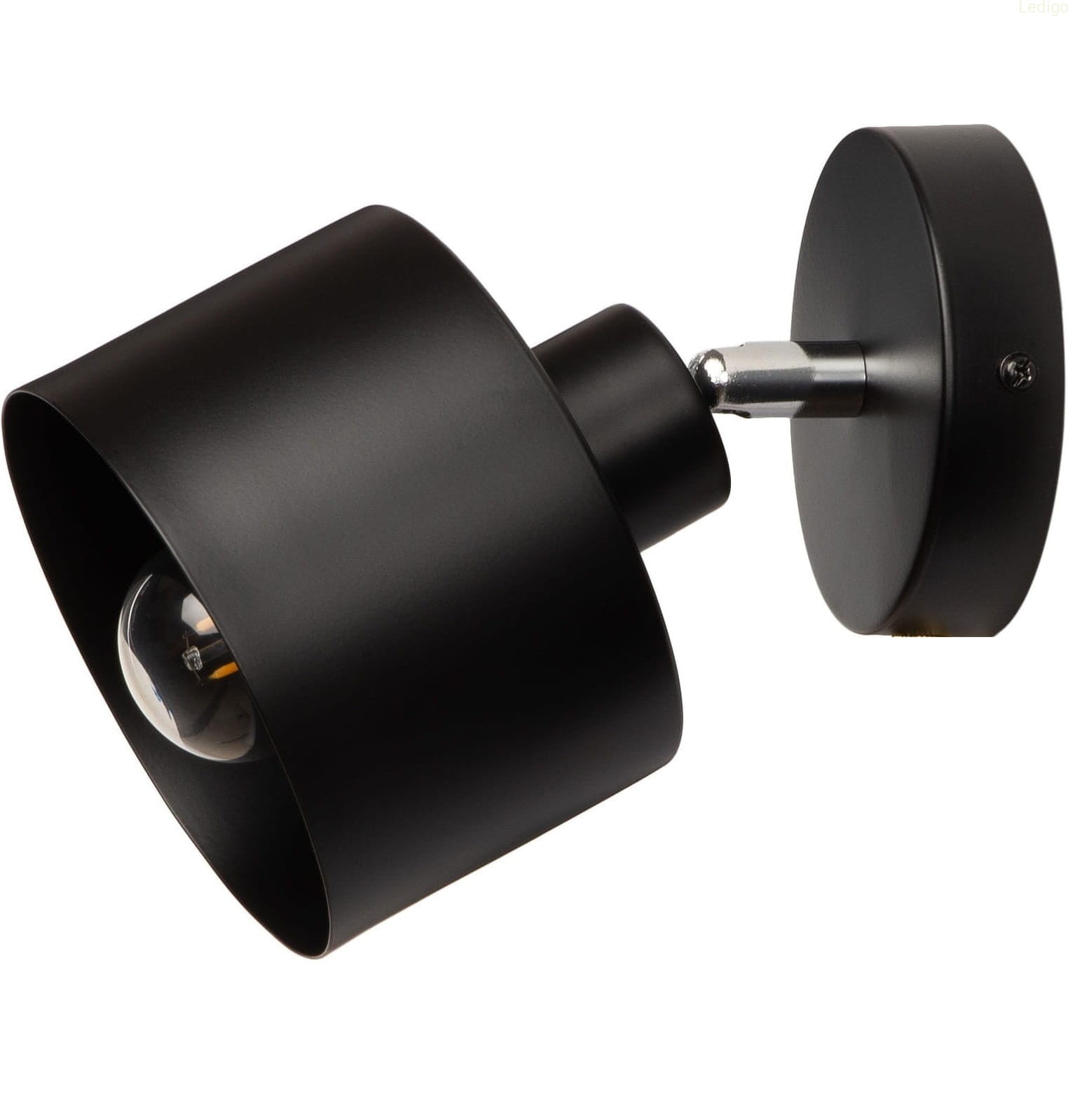 Kinkiet mały czarny ezo okrąg z kubełkiem metalowy