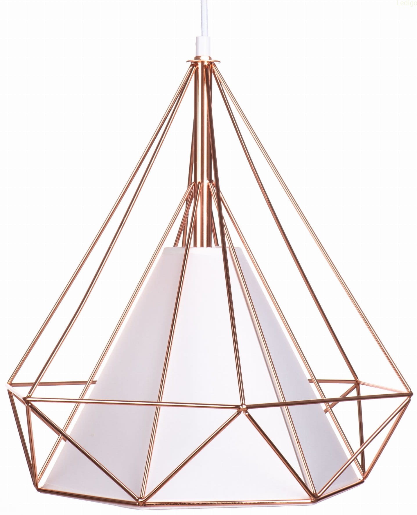 Lampa wisząca geometryczna z białym materiałem Różowe Złoto, glamour