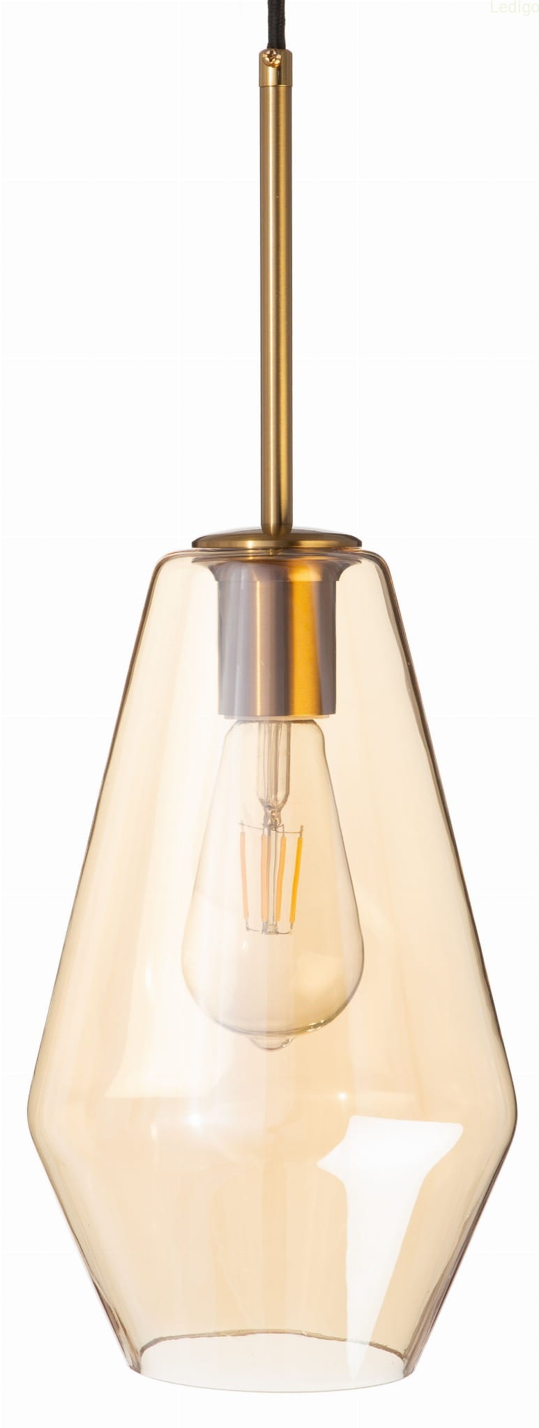 Lampa wisząca szklana bursztynowa PARIS długa