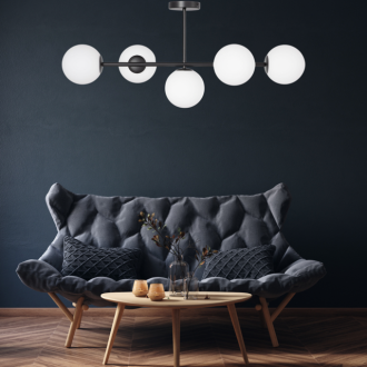 Lampa sufitowa Milano 5 kloszy mleczne kule