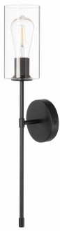Kinkiet metalowy Art Deco czarny szklana tuba