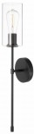 Kinkiet metalowy Madrid Long czarny szklana tuba