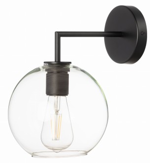 Kinkiet metalowy czarny Madrid szklana kula