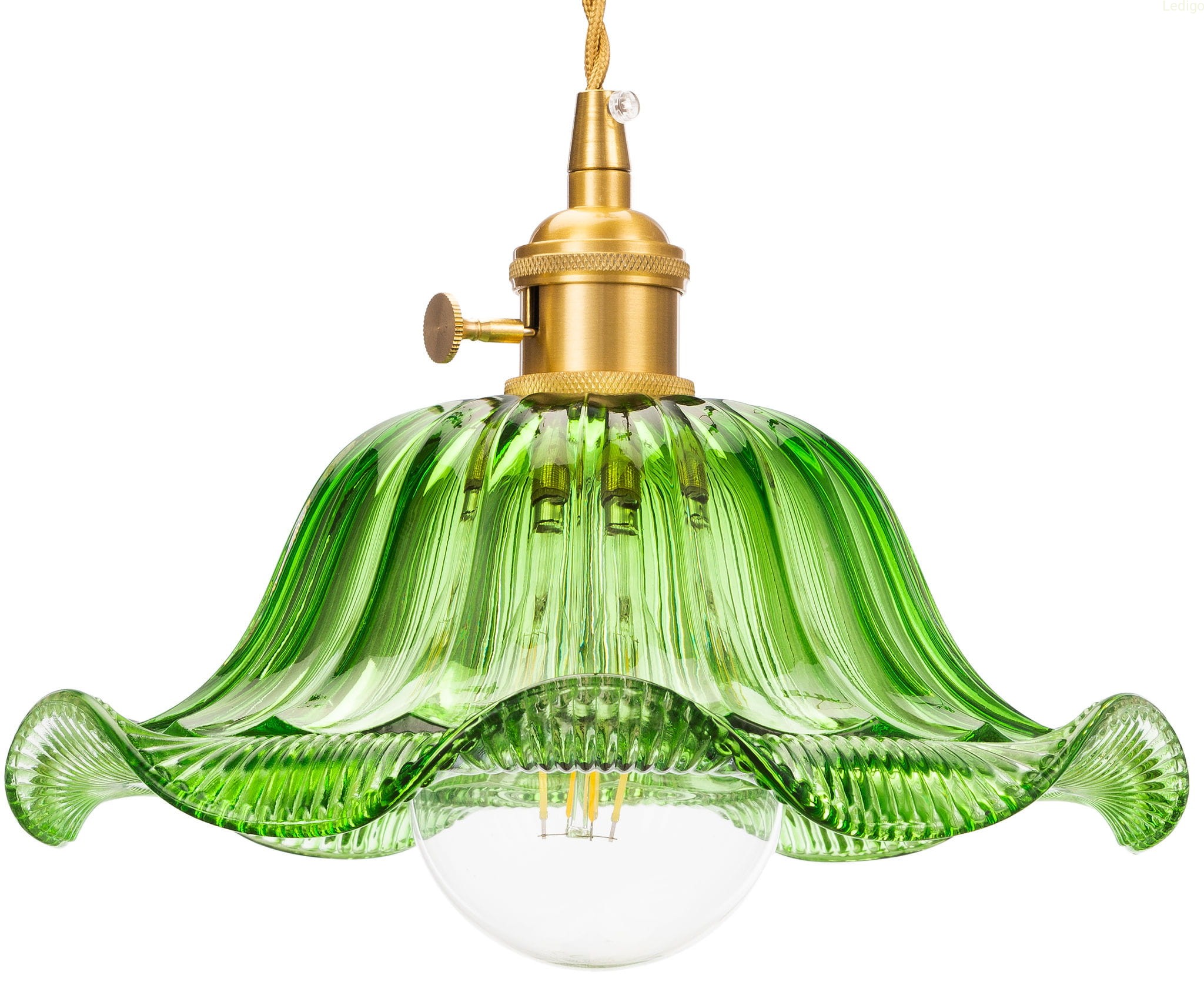 Lampa wisząca sufitowa szklana kwiat FLOWER zielona Ledigo