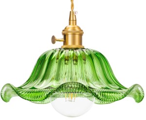 Lampa wisząca sufitowa szklana FLOWER zielona