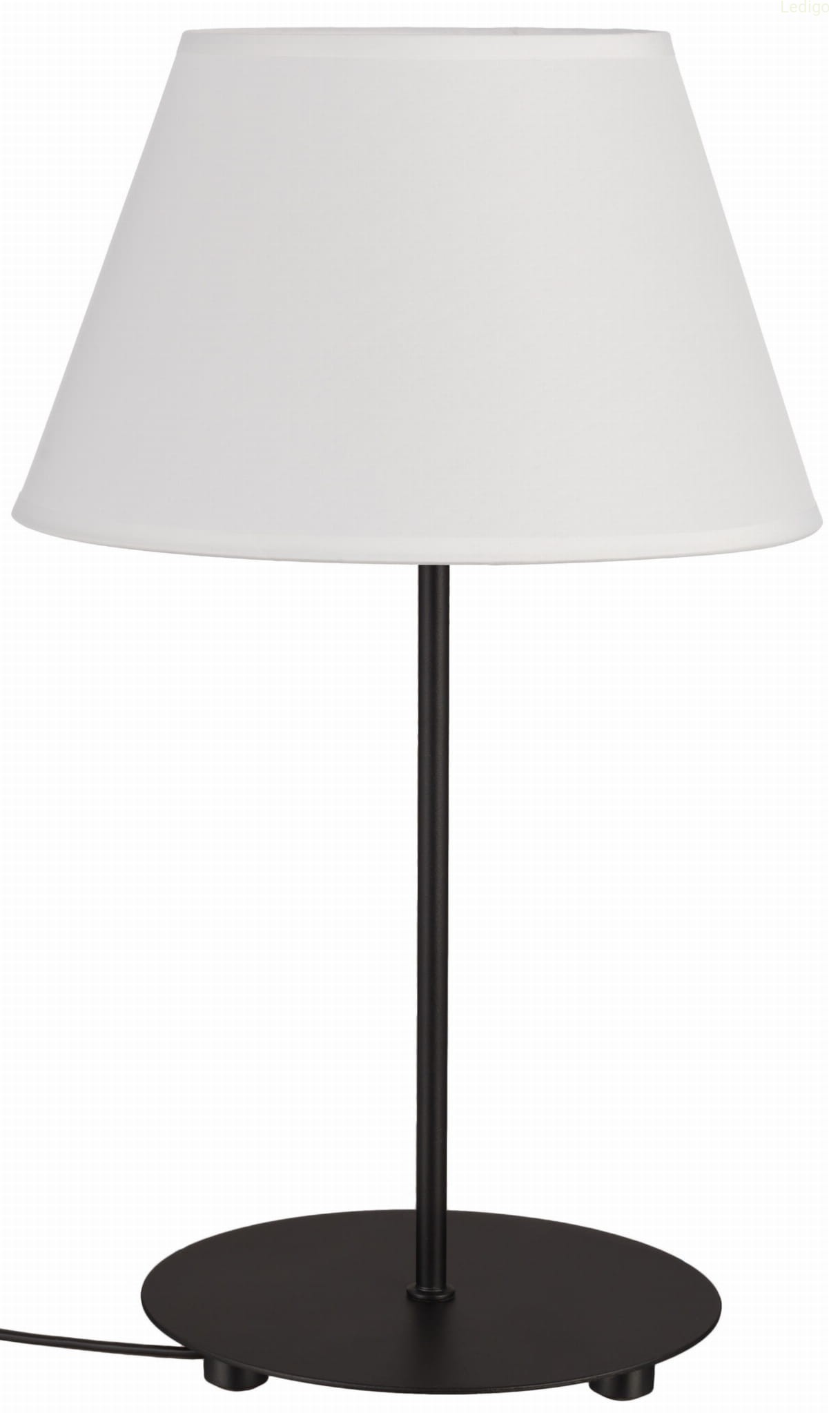Lampka stołowa czarna abażur stożek biały E27