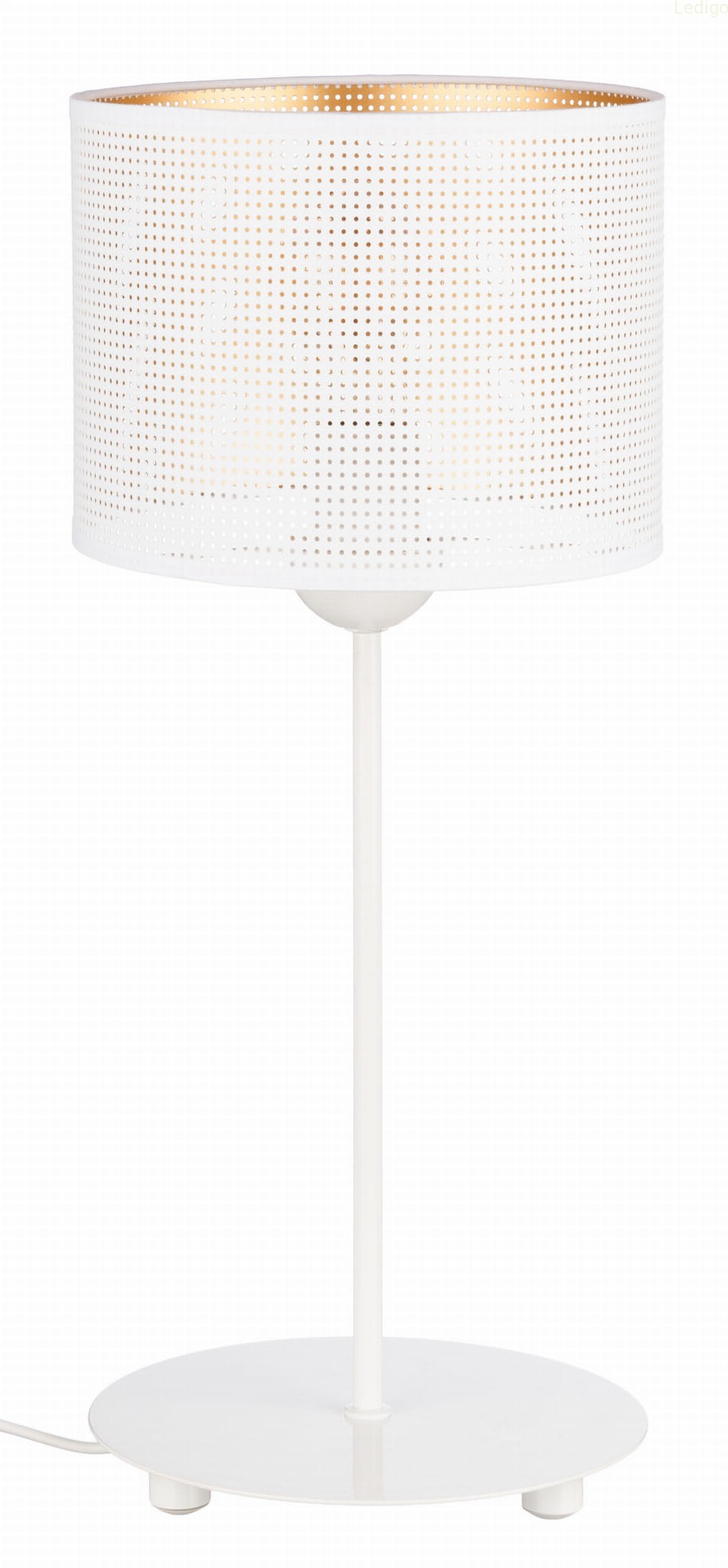 Lampka stołowa biała abażur ażurowy biały Karo E27