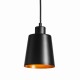 Lampa wisząca potrójna na plafonie czarna stożek czarno złoty