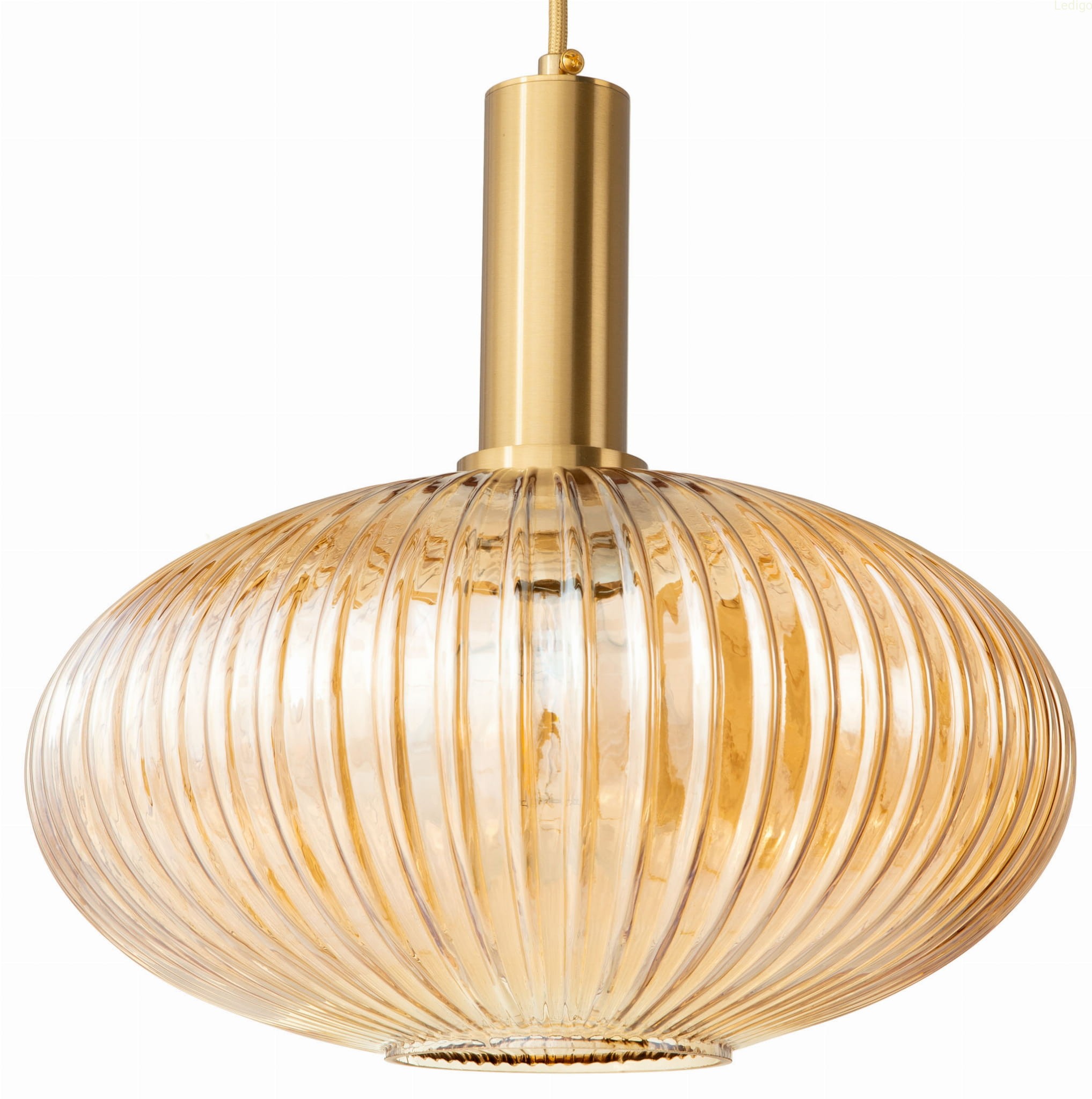 Lampa wisząca szklana MODERNA złota amber
