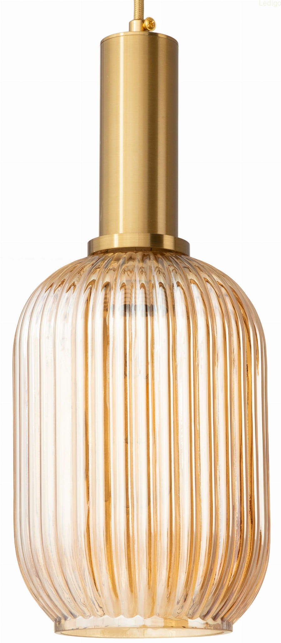 Lampa wisząca szklana MODERNA Slim złota bursztynowa
