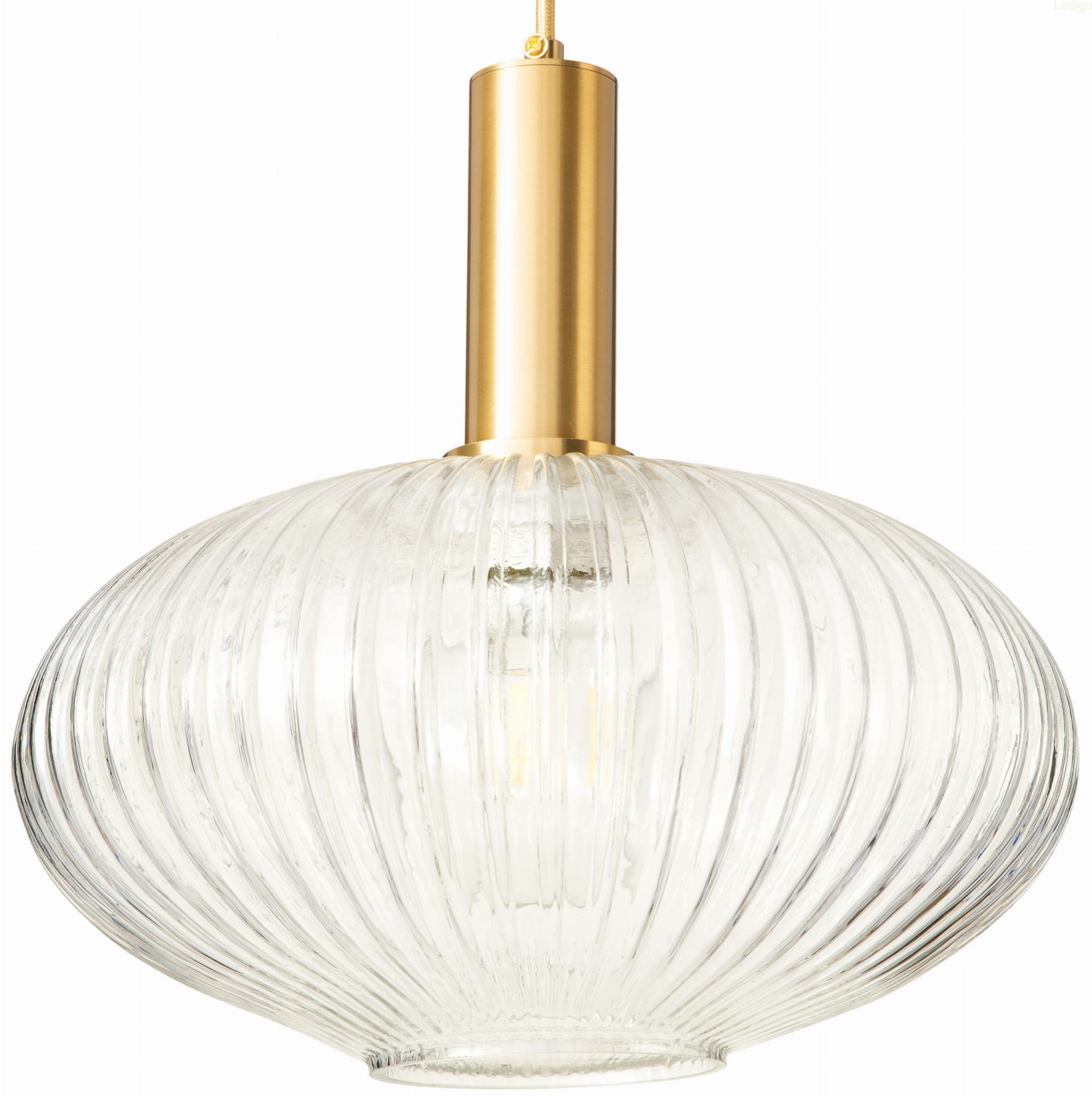 Lampa wisząca szklana MODERNA duża złota przezroczysta