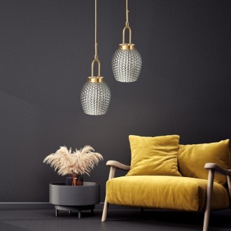 Lampa wisząca szkło ornament Szyszka grafitowa