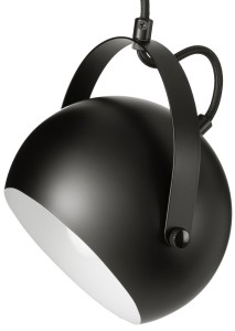 Lampa wisząca z uchwytem LEO  czarna okrągła metalowa loft 