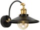 Kinkiet ścienny na łuku czarno złoty płaski klosz