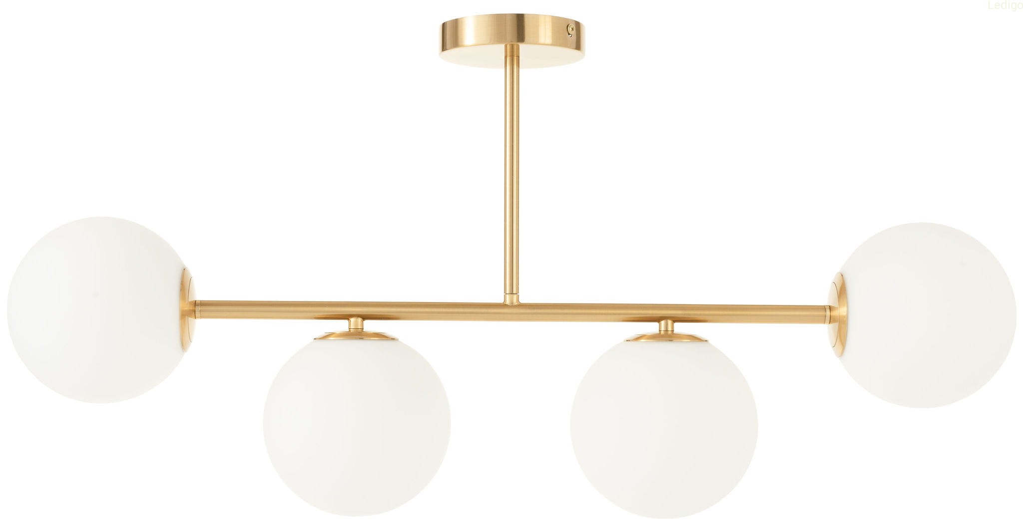 Lampa sufitowa Milano złota 4 klosze mleczne kule