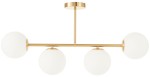 Lampa sufitowa Milano złota 4 klosze mleczne kule