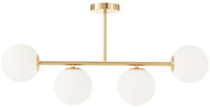 Lampa sufitowa Milano złota 4 klosze mleczne kule
