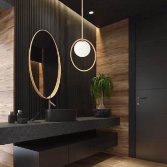 Lampa wisząca złota Milano Lune mleczna kula