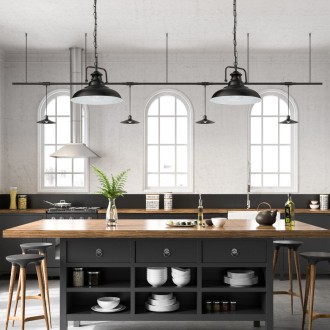 Lampa wisząca Rustykalna z łańcuchem czarno biała