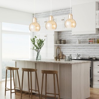 Lampa wisząca szklana bursztynowa amber Pera