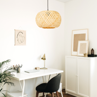 Lampa wisząca czarna BOHO bambusowa 35cm BMB02