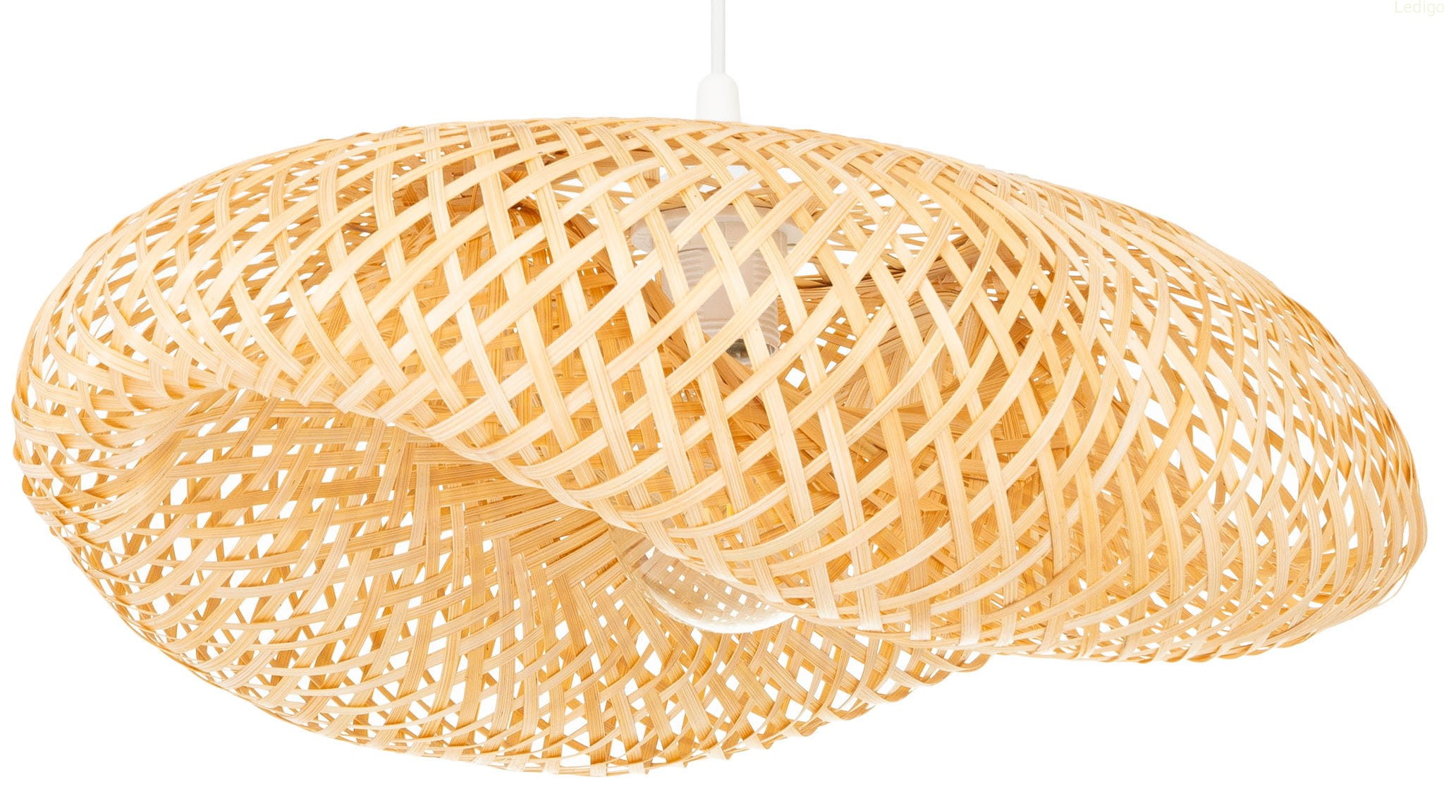 Lampa wisząca biała BOHO bambusowa plecionka NUSA 50 cm