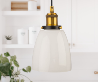 Lampa wisząca szklana kubełek mleczna biała