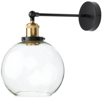 Kinkiet ścienny złota oprawa klosz przezroczysty 20 cm