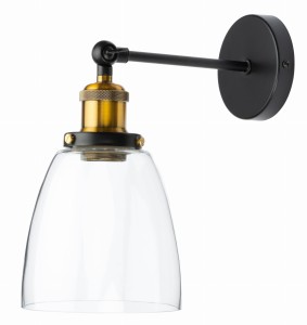 Kinkiet ścienny złota oprawa stożek przezroczysty