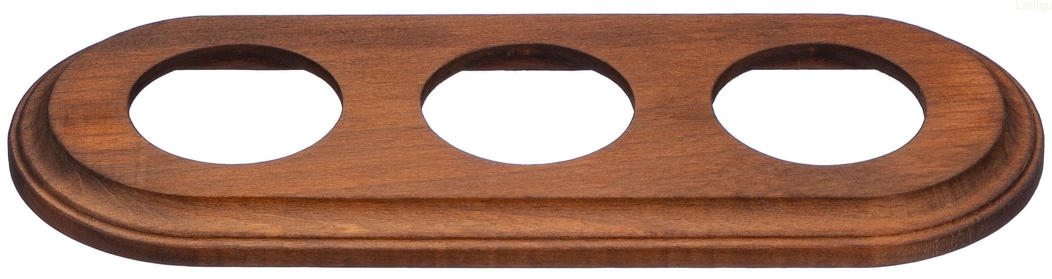 Ramka drewniana potrójna do gniazd i włączników podtynkowych ciemne drewno