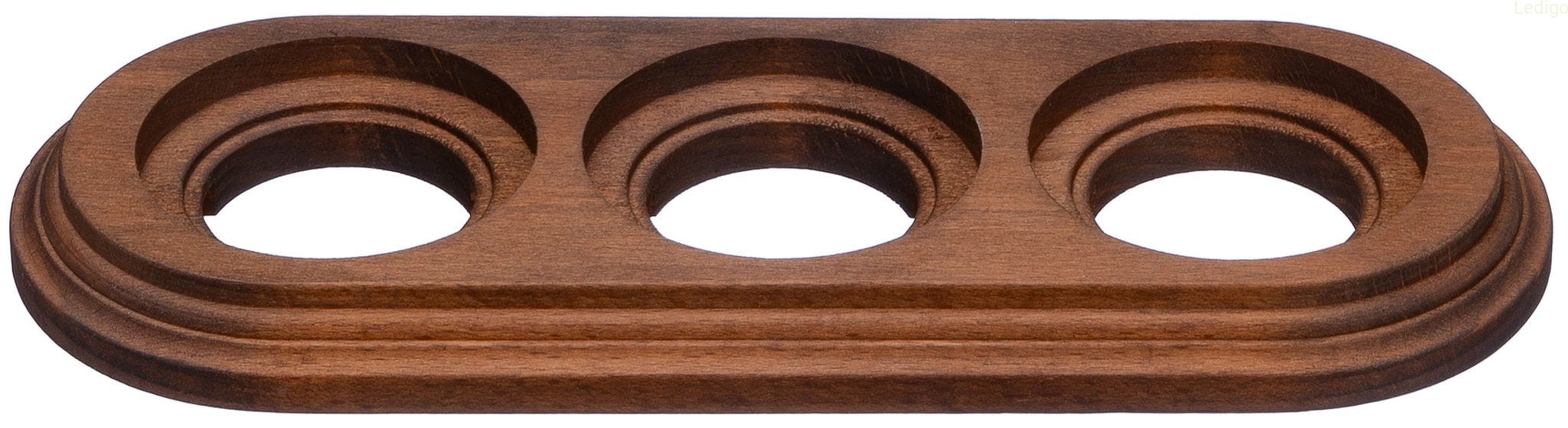 Ramka drewniana potrójna do gniazd i włączników natynkowych ciemne drewno