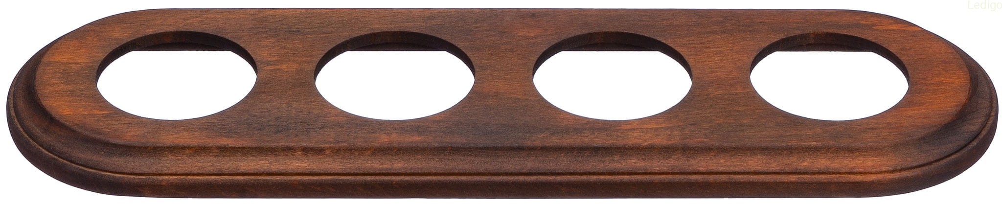 Ramka drewniana poczwórna do gniazd i włączników podtynkowych ciemne drewno