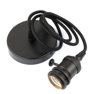 Lampa wisząca zawieś z oprawą włącznik on/off  czarna E27