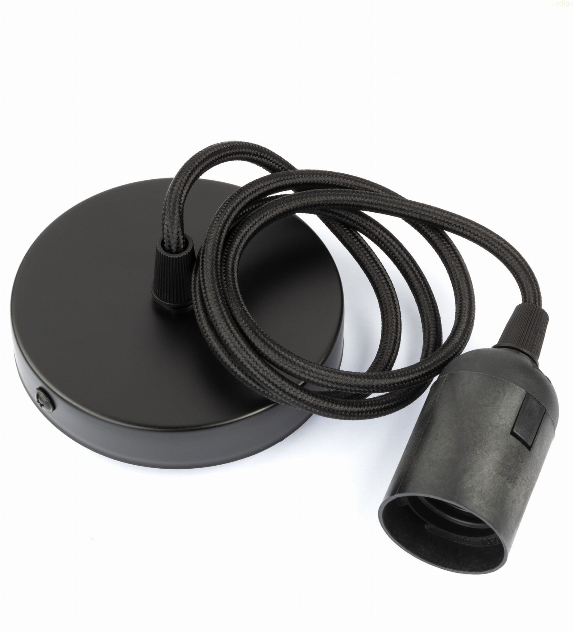 Lampa wisząca zawieś z oprawą plastikową czarna do lampy E27