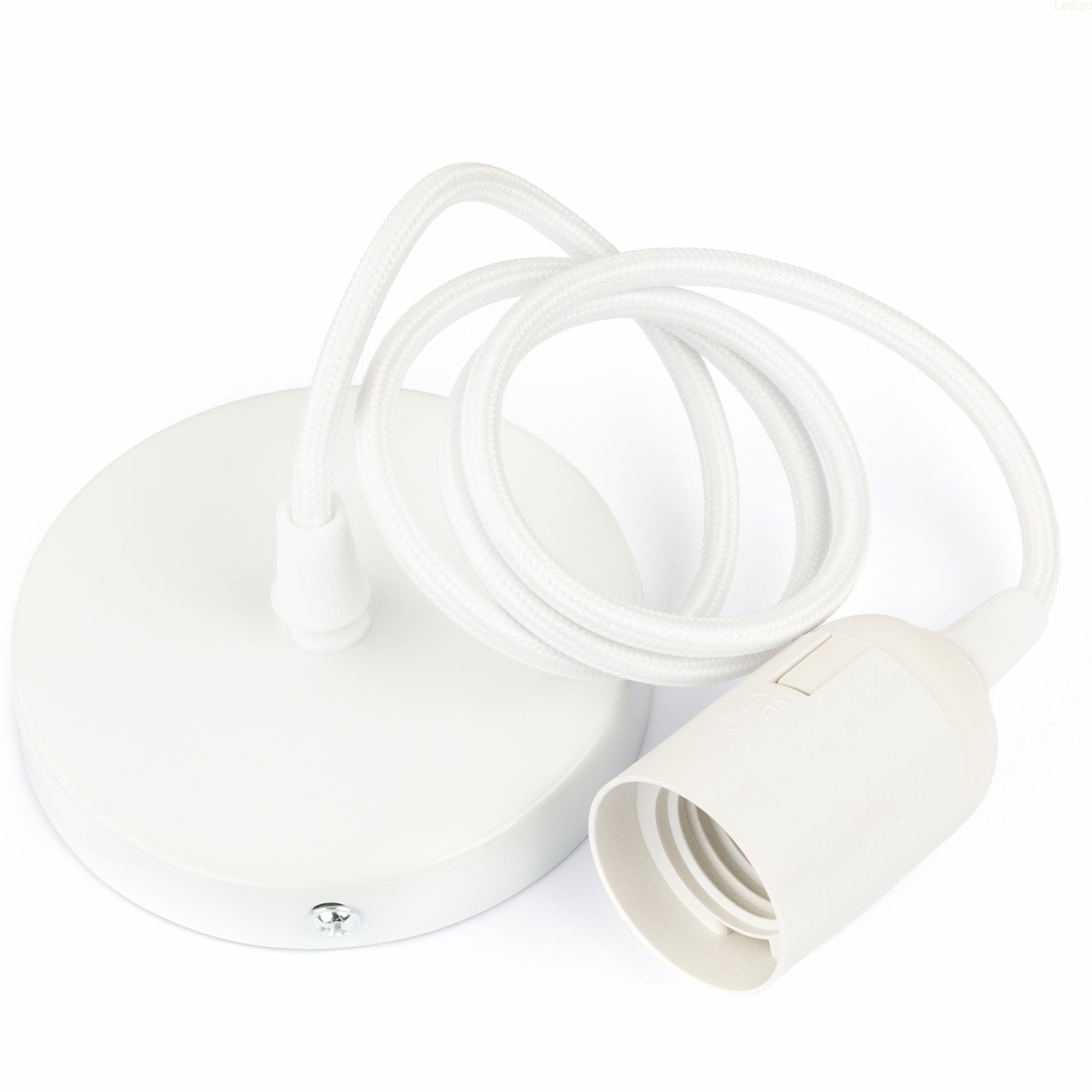 Lampa wisząca zawieś z oprawą plastikową biała do żarówki E27