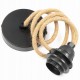 Kabel w oplocie jutowym z czarną plastikową oprawą od lampy E27