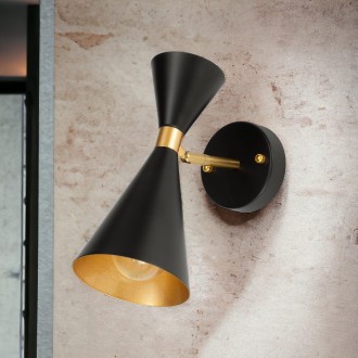 Kinkiet ścienny regulowany czarno - złoty nowoczesny FIT
