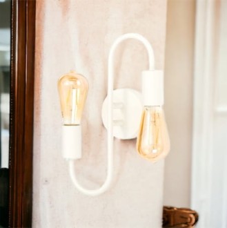 Kinkiet metalowy podwójny loft E27 biały