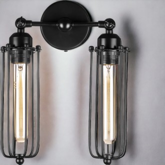 Kinkiet ścienny Rustic T30 czarny podwójny