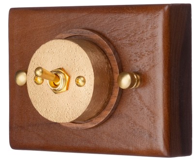 Ramka drewniana pojedyncza ze złotym włącznikiem ON/OFF