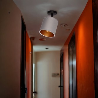 Lampa sufitowa plafon szary abażur Oro