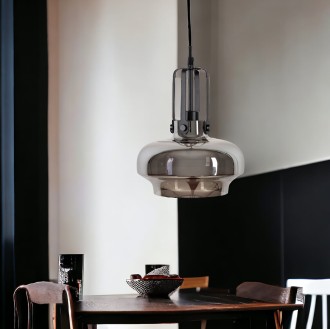 Lampa wisząca szklana szara lustrzana Asana