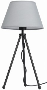 Lampa stojąca czarna NEPTUN Mini z szarym abażurem Karo