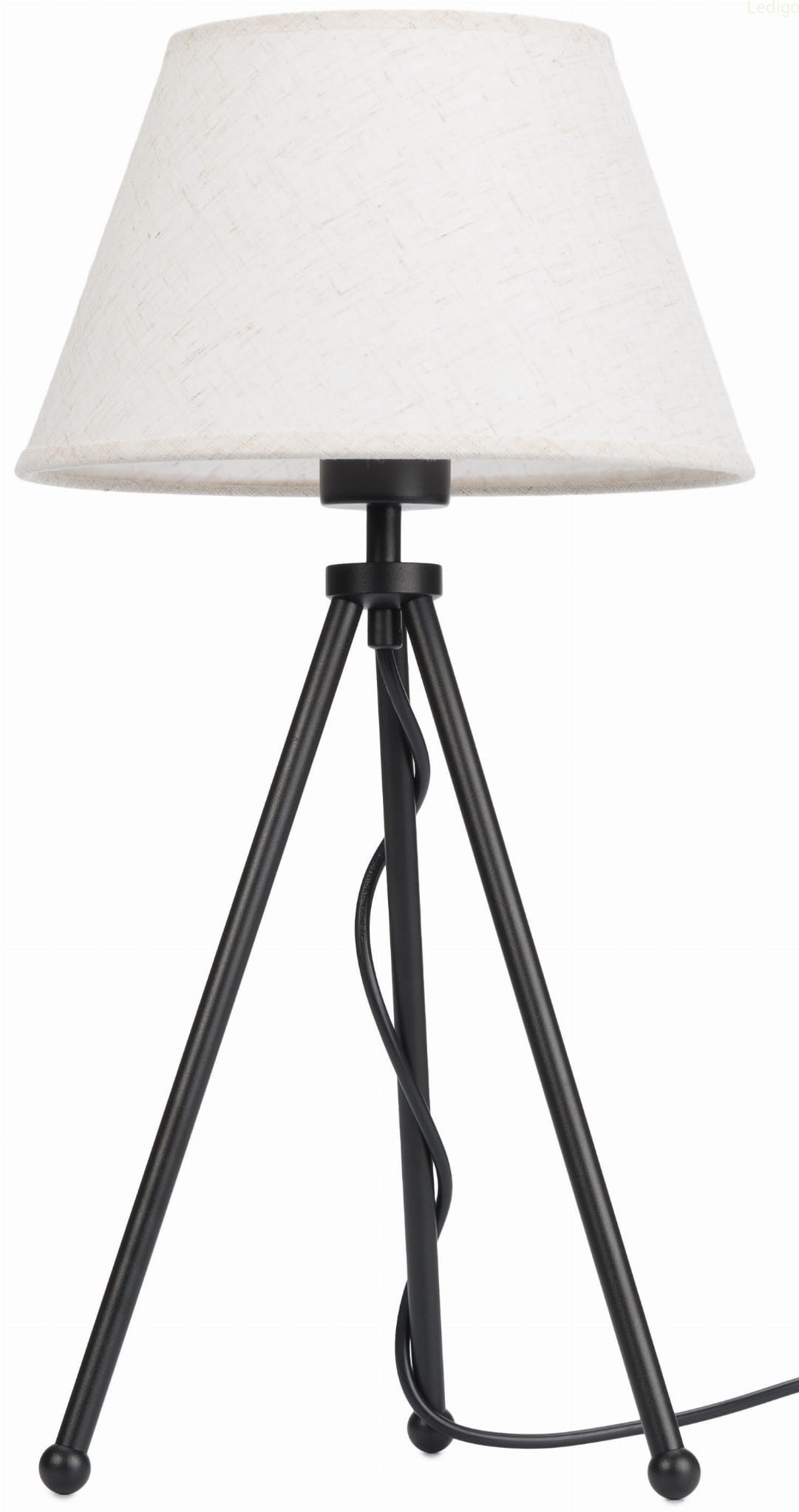 Lampa stojąca czarna NEPTUN Mini z lnianym abażurem Karo