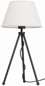 Lampa stojąca czarna NEPTUN Mini z lnianym abażurem Karo