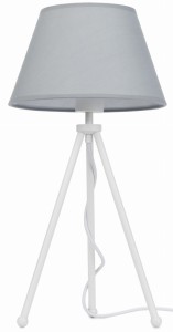 Lampa stojąca biała NEPTUN Mini z szarym abażurem Karo