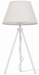 Lampa stojąca biała NEPTUN Mini z lnianym abażurem Karo