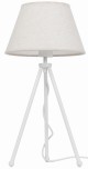 Lampa stojąca biała NEPTUN Mini z lnianym abażurem Karo