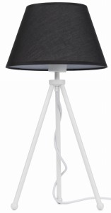 Lampa stojąca biała NEPTUN Mini z czarnym abażurem Karo