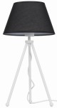 Lampa stojąca biała NEPTUN Mini z czarnym abażurem Karo